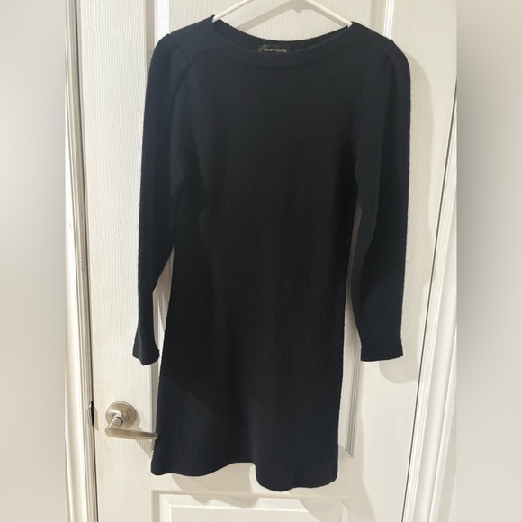 Lambswool and Angora Sweater Dress (Black) - Picture 2 of 9